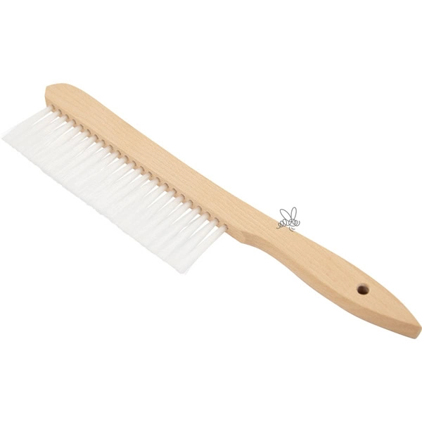 Biborste med 35 cm långt träskaft och mjuka vita borst, perfekt för biodling.