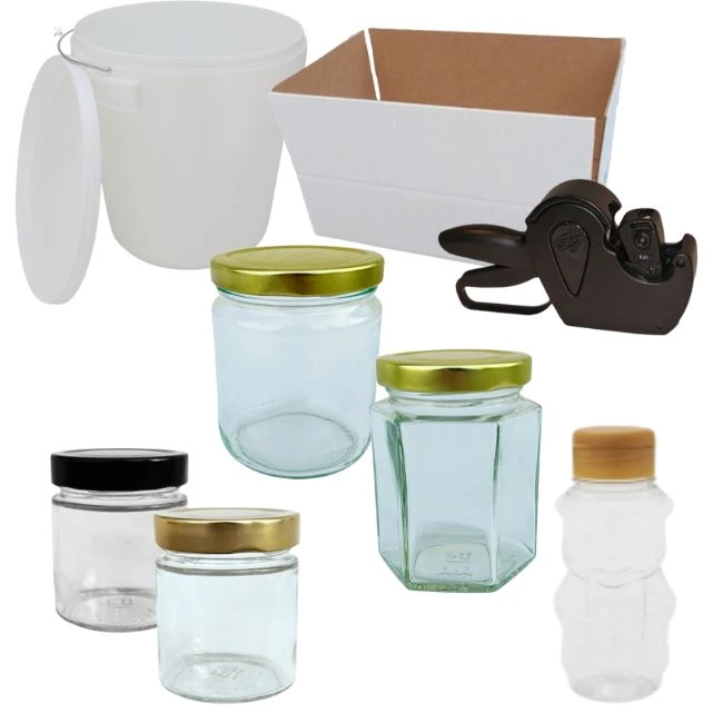 Burkar & förpackning Rund glasburk på 250 g (212 ml) med guldfärgat BPA-fritt lock, perfekt för honung, sylt eller marmelad. Levereras i 15-pack.