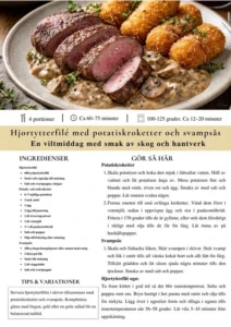 Hjortytterfilé - potatiskroketter - svampsås